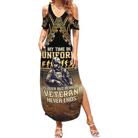 Polynesia Veterans Day Family Matching Summer Maxi Dress and Hawaiian Shirt Thank You Veterans Polynesian Pattern LT05 Mom's Dress Gold - Polynesian Pride