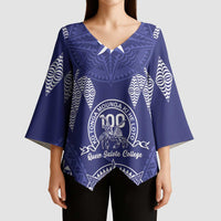 Personalised Queen Salote College Centenary Kimono Sleeve Blouse Tongan Kupesi Pattern - Polynesian Pride