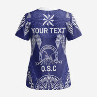 Personalised Queen Salote College Centenary Scrub Top Tongan Kupesi Pattern - Polynesian Pride