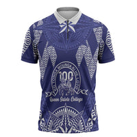 Personalised Queen Salote College Centenary Zipper Polo Shirt Tongan Kupesi Pattern - Polynesian Pride