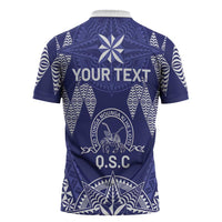 Personalised Queen Salote College Centenary Zipper Polo Shirt Tongan Kupesi Pattern - Polynesian Pride