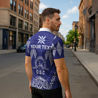 Personalised Queen Salote College Centenary Zipper Polo Shirt Tongan Kupesi Pattern - Polynesian Pride