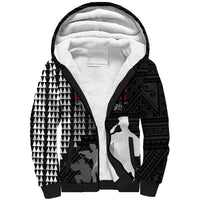 Pearl Harbor Remembrance Day Sherpa Hoodie USS Arizona In Memory With Polynesian Pattern LT05 Unisex Black - Polynesian Pride