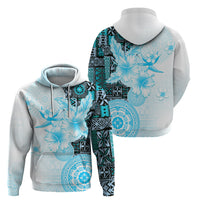 Fiji Hoodie Masi Tapa Pattern Blue LT05 - Polynesian Pride