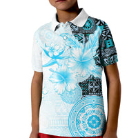 Fiji Kid Polo Shirt Masi Tapa Pattern Blue LT05 Kid Blue - Polynesian Pride
