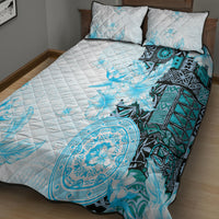Fiji Quilt Bed Set Masi Tapa Pattern Blue LT05 - Polynesian Pride