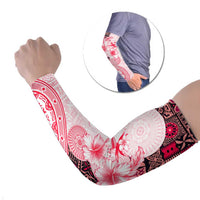 Fiji Arm Sleeves Masi Tapa Pattern Red - Polynesian Pride