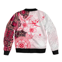 Fiji Sleeve Zip Bomber Jacket Masi Tapa Pattern Red LT05 - Polynesian Pride