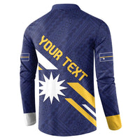 Personalised Happy Nauru Independence Day Button Sweatshirt Polynesian Pattern LT05 - Polynesian Pride