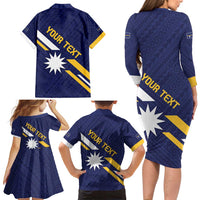 Personalised Happy Nauru Independence Day Family Matching Long Sleeve Bodycon Dress and Hawaiian Shirt Polynesian Pattern LT05 - Polynesian Pride