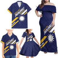 Personalised Happy Nauru Independence Day Family Matching Off Shoulder Maxi Dress and Hawaiian Shirt Polynesian Pattern LT05 - Polynesian Pride