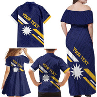 Personalised Happy Nauru Independence Day Family Matching Off Shoulder Maxi Dress and Hawaiian Shirt Polynesian Pattern LT05 - Polynesian Pride