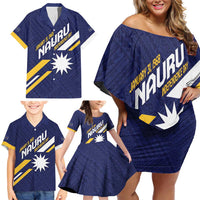 Personalised Happy Nauru Independence Day Family Matching Off Shoulder Short Dress and Hawaiian Shirt Polynesian Pattern LT05 - Polynesian Pride