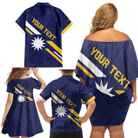 Personalised Happy Nauru Independence Day Family Matching Off Shoulder Short Dress and Hawaiian Shirt Polynesian Pattern LT05 - Polynesian Pride