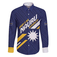 Personalised Happy Nauru Independence Day Family Matching Short Sleeve Bodycon Dress and Hawaiian Shirt Polynesian Pattern LT05 Dad's Shirt - Long Sleeve Blue - Polynesian Pride