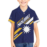Personalised Happy Nauru Independence Day Family Matching Summer Maxi Dress and Hawaiian Shirt Polynesian Pattern LT05 Son's Shirt Blue - Polynesian Pride