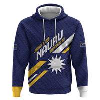 Personalised Happy Nauru Independence Day Hoodie Polynesian Pattern LT05 Pullover Hoodie Blue - Polynesian Pride