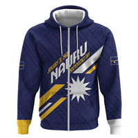 Personalised Happy Nauru Independence Day Hoodie Polynesian Pattern LT05 Zip Hoodie Blue - Polynesian Pride
