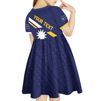 Personalised Happy Nauru Independence Day Kid Short Sleeve Dress Polynesian Pattern LT05 - Polynesian Pride