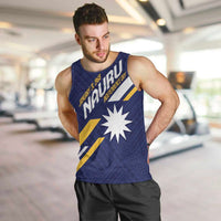 Personalised Happy Nauru Independence Day Men Tank Top Polynesian Pattern LT05 Blue - Polynesian Pride