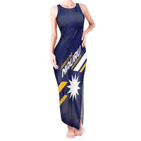 Personalised Happy Nauru Independence Day Tank Maxi Dress Polynesian Pattern LT05 Women Blue - Polynesian Pride