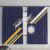 Happy Nauru Independence Day Window Curtain Polynesian Pattern LT05 With Hooks Blue - Polynesian Pride