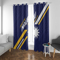 Happy Nauru Independence Day Window Curtain Polynesian Pattern LT05 With Grommets Blue - Polynesian Pride
