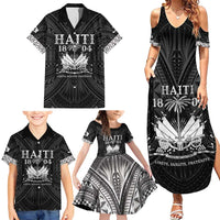 Haiti 1804 Family Matching Summer Maxi Dress and Hawaiian Shirt Polynesian Silver Neg Maron LT05 - Polynesian Pride