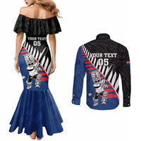 Custom New Zealand Auckland Cricket Couples Matching Mermaid Dress and Long Sleeve Button Shirt With Maori Pattern LT05 - Polynesian Pride