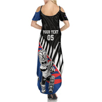 Custom New Zealand Auckland Cricket Family Matching Summer Maxi Dress and Hawaiian Shirt With Maori Pattern LT05 - Polynesian Pride