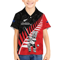 Custom New Zealand Canterbury Cricket Family Matching Puletasi and Hawaiian Shirt With Maori Pattern LT05 Son's Shirt Red - Polynesian Pride