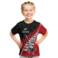 Custom New Zealand Canterbury Cricket Kid T Shirt With Maori Pattern