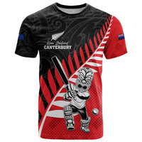 Custom New Zealand Canterbury Cricket T Shirt With Maori Pattern LT05 Red - Polynesian Pride
