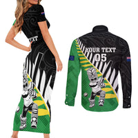 Custom New Zealand Central Districts Cricket Couples Matching Short Sleeve Bodycon Dress and Long Sleeve Button Shirt With Maori Pattern LT05 - Polynesian Pride