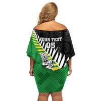 Custom New Zealand Central Districts Cricket Family Matching Off Shoulder Short Dress and Hawaiian Shirt With Maori Pattern