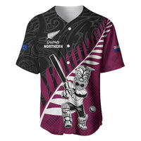 Custom New Zealand Northern Districts Cricket Baseball Jersey With Maori Pattern LT05 Maroon - Polynesian Pride