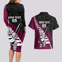 Custom New Zealand Northern Districts Cricket Couples Matching Long Sleeve Bodycon Dress and Hawaiian Shirt With Maori Pattern