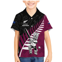 Custom New Zealand Northern Districts Cricket Family Matching Mermaid Dress and Hawaiian Shirt With Maori Pattern LT05 Son's Shirt Maroon - Polynesian Pride