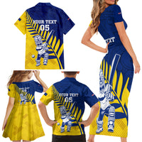 Custom New Zealand Otago Cricket Family Matching Short Sleeve Bodycon Dress and Hawaiian Shirt With Maori Pattern LT05 - Polynesian Pride