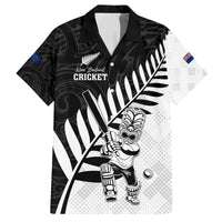 Custom New Zealand Cricket Family Matching Off Shoulder Maxi Dress and Hawaiian Shirt With Maori Pattern LT05 Dad's Shirt - Short Sleeve Black - Polynesian Pride