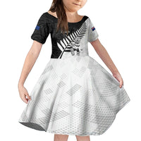 Custom New Zealand Cricket Family Matching Summer Maxi Dress and Hawaiian Shirt With Maori Pattern LT05 Daughter's Dress Black - Polynesian Pride