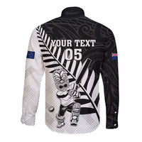 Custom New Zealand Cricket Long Sleeve Button Shirt With Maori Pattern LT05 - Polynesian Pride