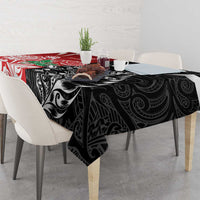 New Zealand And England Rugby Tablecloth Maori Tiki With Red Rose Together LT05 - Polynesian Pride