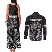 Personalised Happy Father's Day Couples Matching Tank Maxi Dress and Long Sleeve Button Shirt I Love You Dad Polynesian Style LT05 - Polynesian Pride
