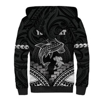 Personalised Happy Father's Day Sherpa Hoodie I Love You Dad Polynesian Style