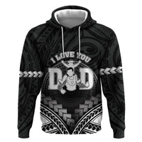 Personalised Happy Father's Day Zip Hoodie I Love You Dad Polynesian Style