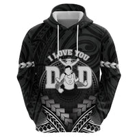 Personalised Happy Father's Day Zip Hoodie I Love You Dad Polynesian Style