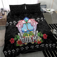 Guam Chamorro Bedding Set Tribal Latte Stone With Dolphins Black