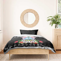 Guam Chamorro Bedding Set Tribal Latte Stone With Dolphins Black