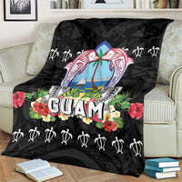 Guam Chamorro Blanket Tribal Latte Stone With Dolphins Black